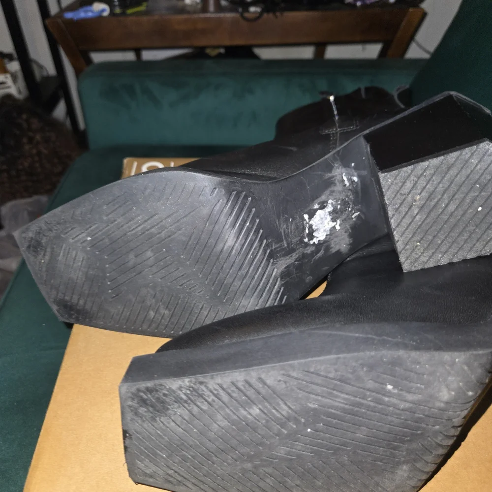 ASOS MENS All Black Leather Mid-Calf Boots Sleek Design - Picture 7 of 13